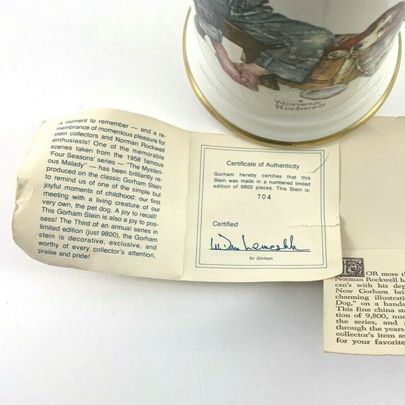 Norman Rockwell Gorham Limited, "The Mysterious Malady" Stein. #704 of 9,800. - Picture 10 of 10